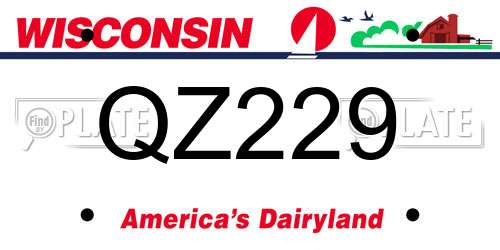 QZ229 Wisconsin License Plate