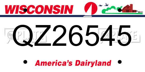 QZ26545 Wisconsin License Plate