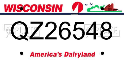 QZ26548 Wisconsin License Plate
