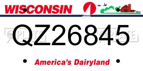 QZ26845 Wisconsin License Plate