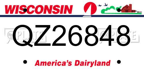 QZ26848 Wisconsin License Plate