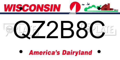QZ2B8C Wisconsin License Plate