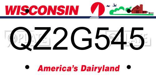 QZ2G545 Wisconsin License Plate
