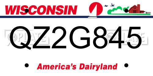 QZ2G845 Wisconsin License Plate