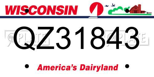 QZ31843 Wisconsin License Plate