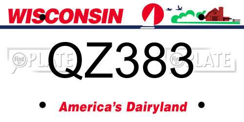 QZ383 Wisconsin License Plate