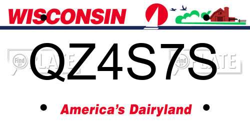 QZ4S7S Wisconsin License Plate