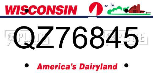 QZ76845 Wisconsin License Plate