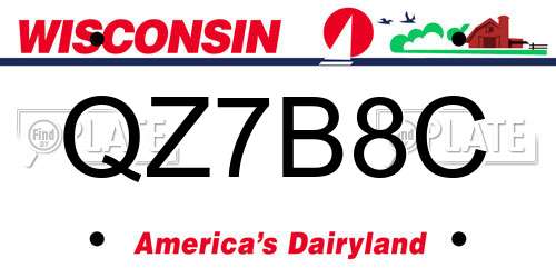 QZ7B8C Wisconsin License Plate