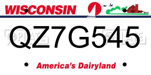 QZ7G545 Wisconsin License Plate