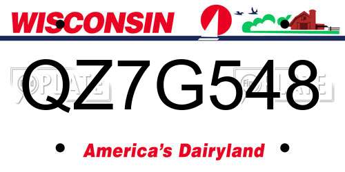 QZ7G548 Wisconsin License Plate