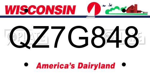 QZ7G848 Wisconsin License Plate