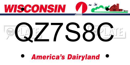 QZ7S8C Wisconsin License Plate