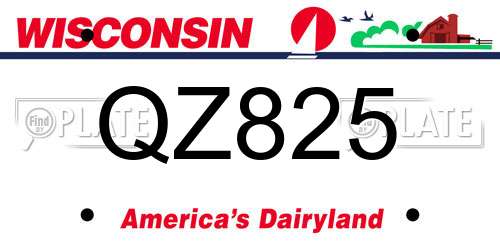 QZ825 Wisconsin License Plate