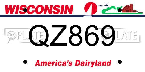 QZ869 Wisconsin License Plate