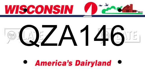 QZA146 Wisconsin License Plate