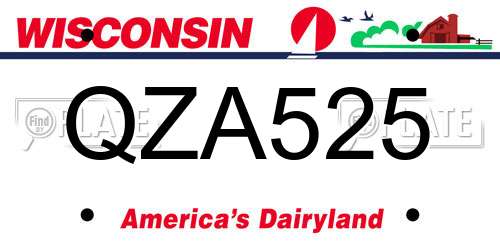 QZA525 Wisconsin License Plate