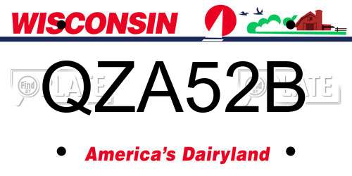 QZA52B Wisconsin License Plate