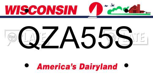 QZA55S Wisconsin License Plate