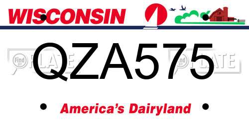 QZA575 Wisconsin License Plate