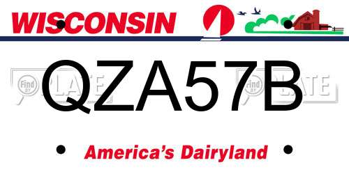 QZA57B Wisconsin License Plate