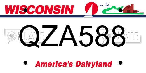 QZA588 Wisconsin License Plate