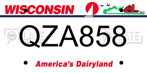 QZA858 Wisconsin License Plate