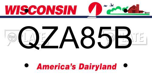 QZA85B Wisconsin License Plate
