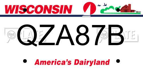 QZA87B Wisconsin License Plate