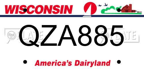 QZA885 Wisconsin License Plate