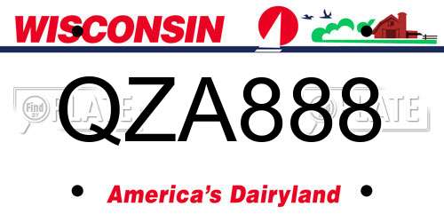 QZA888 Wisconsin License Plate