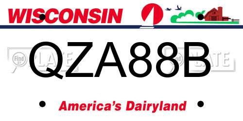 QZA88B Wisconsin License Plate
