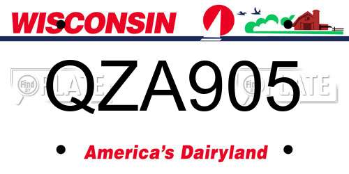 QZA905 Wisconsin License Plate