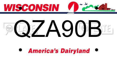 QZA90B Wisconsin License Plate