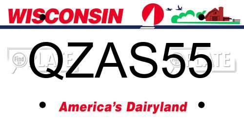 QZAS55 Wisconsin License Plate