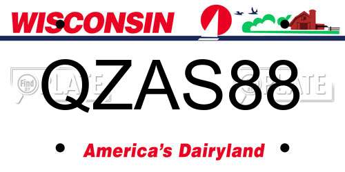 QZAS88 Wisconsin License Plate