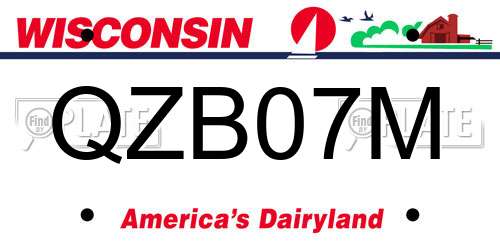 QZB07M Wisconsin License Plate