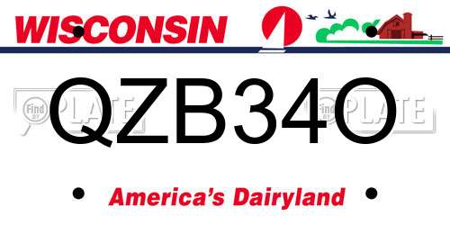 QZB34O Wisconsin License Plate