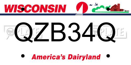 QZB34Q Wisconsin License Plate