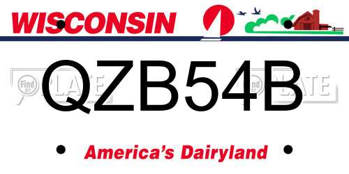 QZB54B Wisconsin License Plate