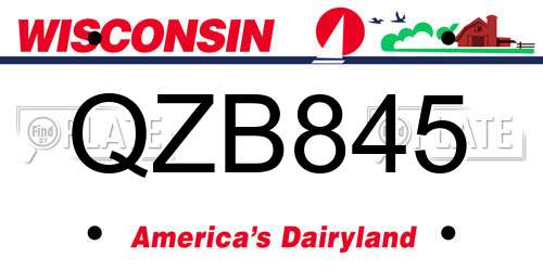QZB845 Wisconsin License Plate