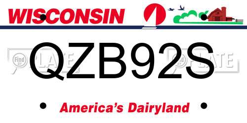 QZB92S Wisconsin License Plate