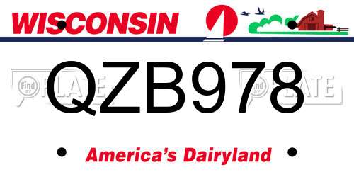 QZB978 Wisconsin License Plate