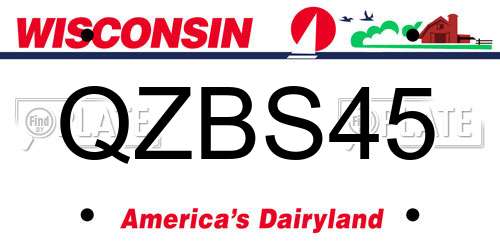 QZBS45 Wisconsin License Plate