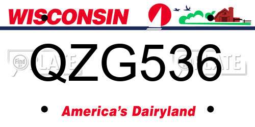QZG536 Wisconsin License Plate