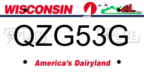 QZG53G Wisconsin License Plate