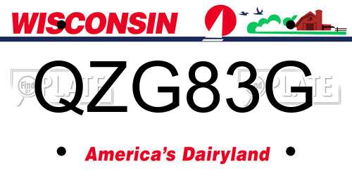 QZG83G Wisconsin License Plate
