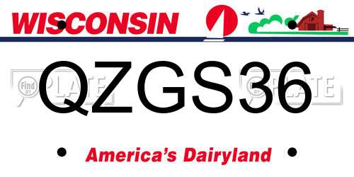 QZGS36 Wisconsin License Plate