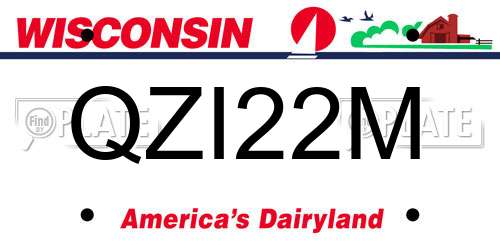 QZI22M Wisconsin License Plate