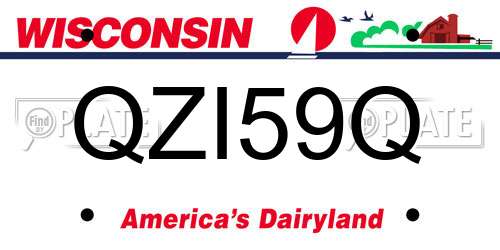 QZI59Q Wisconsin License Plate